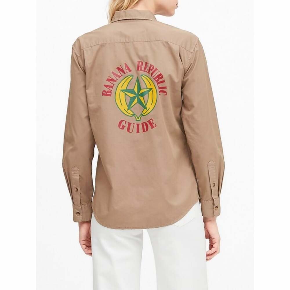 Banana Republic Vintage Guide Long Sleeve Button-Up Shirt XXL Tan Khaki